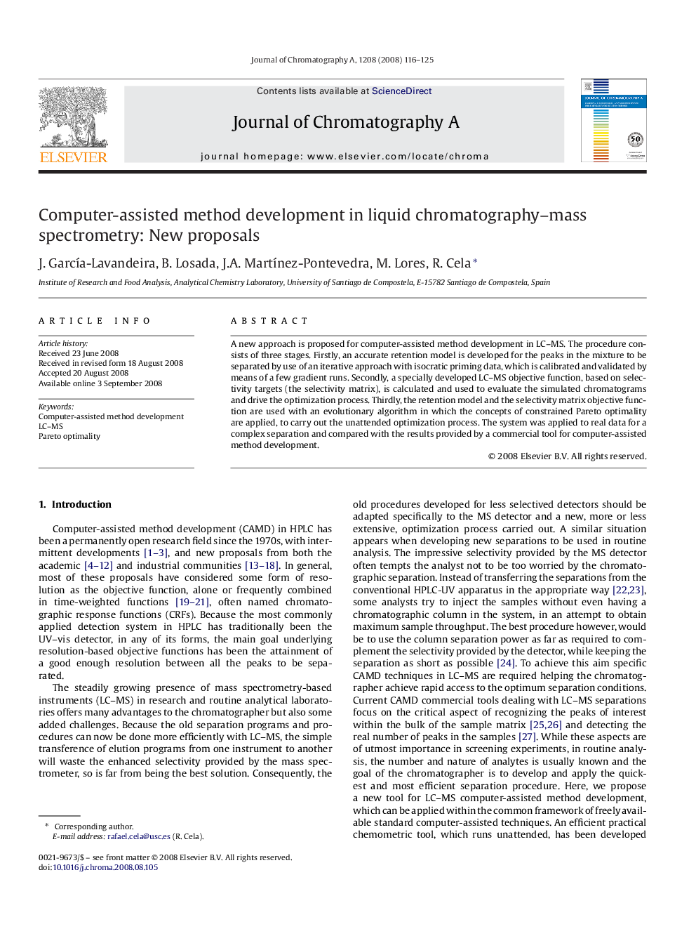 Computer-assisted method development in liquid chromatography-mass spectrometry: New proposals