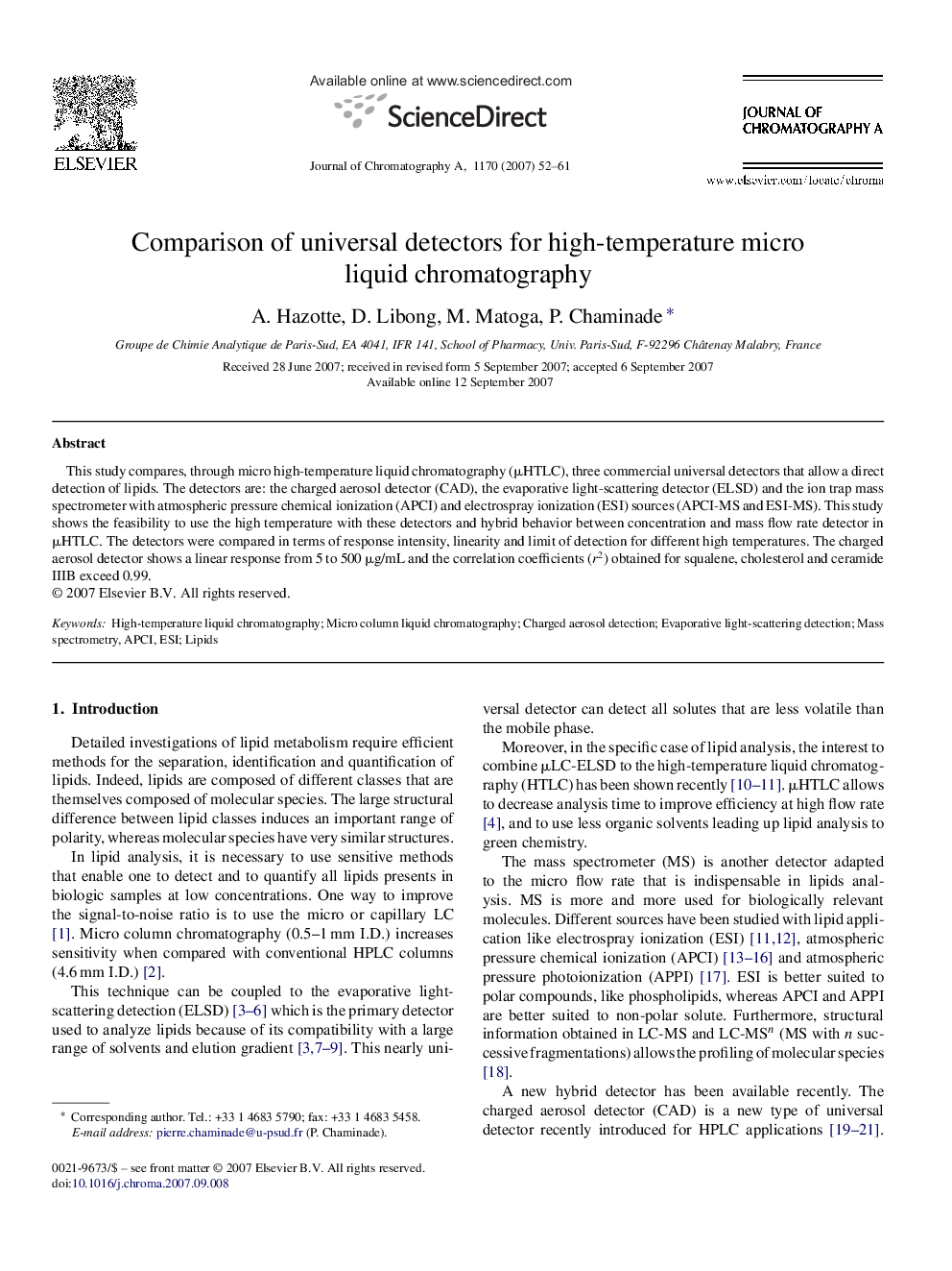 Comparison of universal detectors for high-temperature micro liquid chromatography