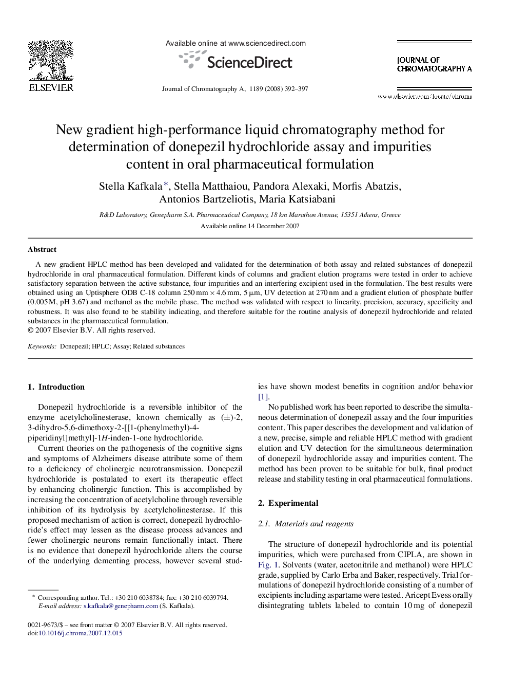 New gradient high-performance liquid chromatography method for determination of donepezil hydrochloride assay and impurities content in oral pharmaceutical formulation