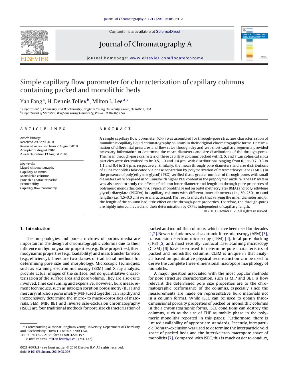 Simple capillary flow porometer for characterization of capillary columns containing packed and monolithic beds