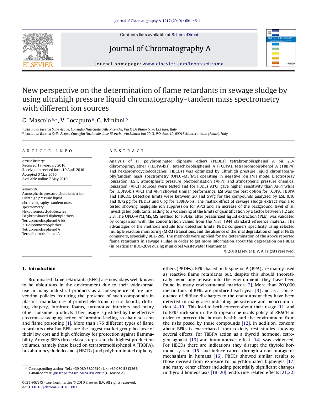 New perspective on the determination of flame retardants in sewage sludge by using ultrahigh pressure liquid chromatography–tandem mass spectrometry with different ion sources