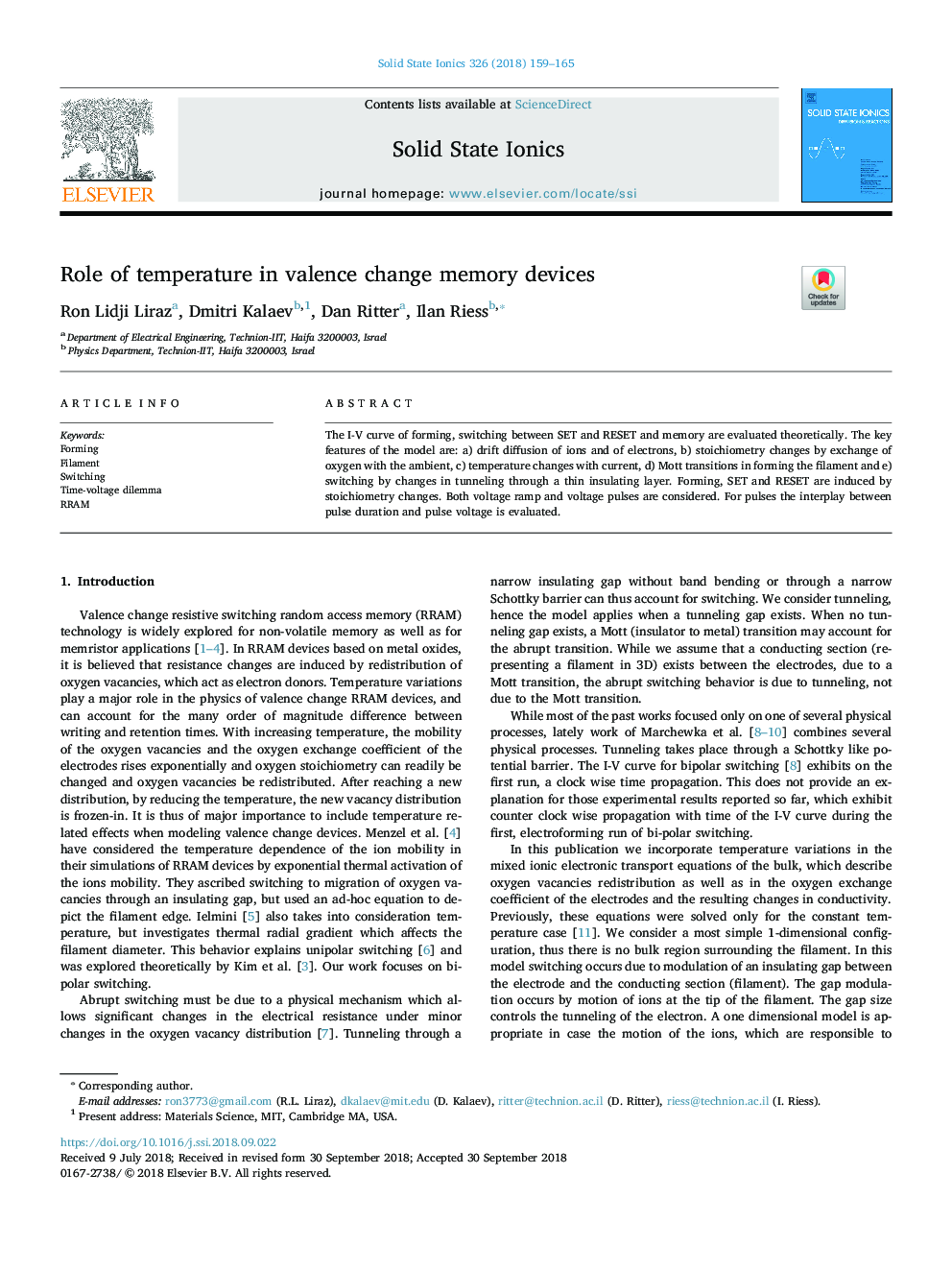 Role of temperature in valence change memory devices