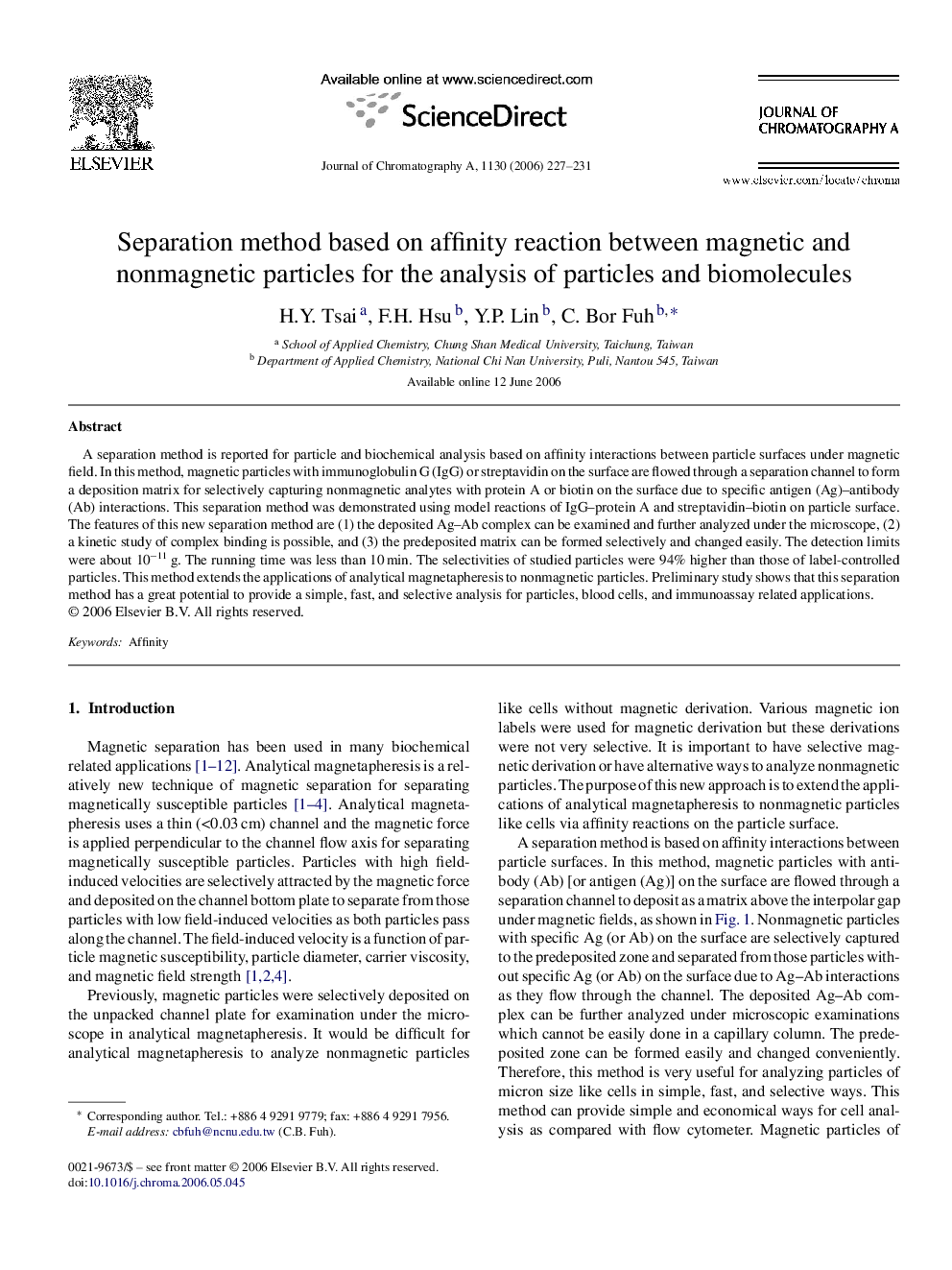 Separation method based on affinity reaction between magnetic and nonmagnetic particles for the analysis of particles and biomolecules