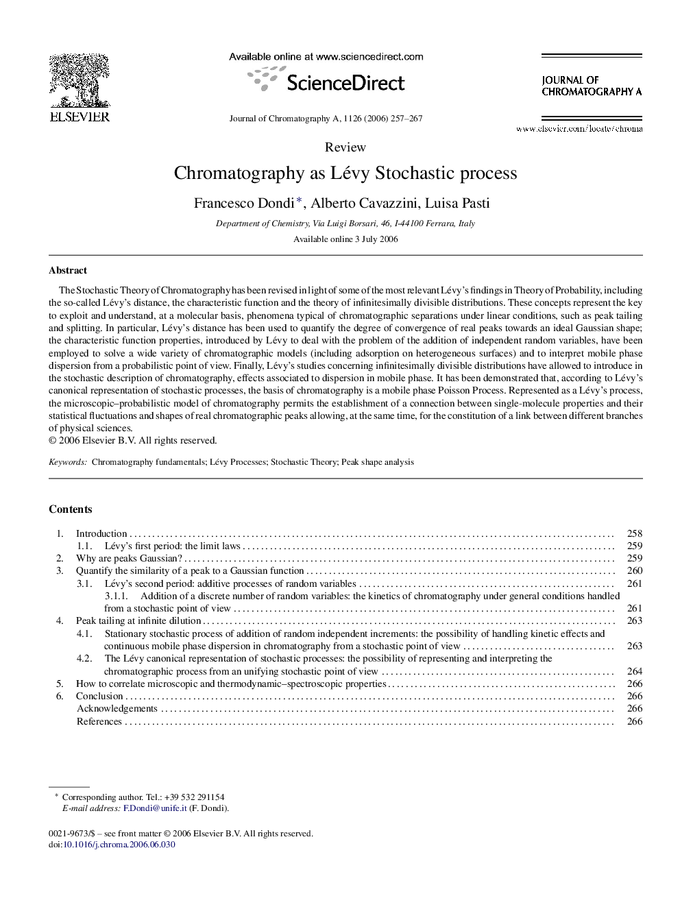 Chromatography as Lévy Stochastic process