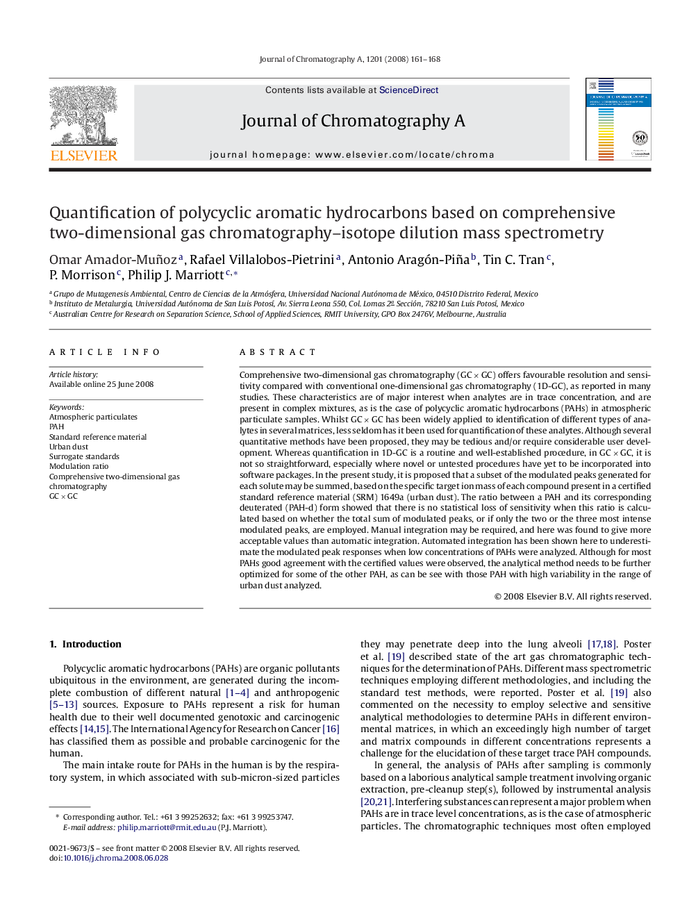 Quantification of polycyclic aromatic hydrocarbons based on comprehensive two-dimensional gas chromatography–isotope dilution mass spectrometry