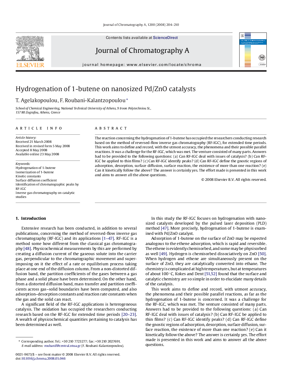 Hydrogenation of 1-butene on nanosized Pd/ZnO catalysts