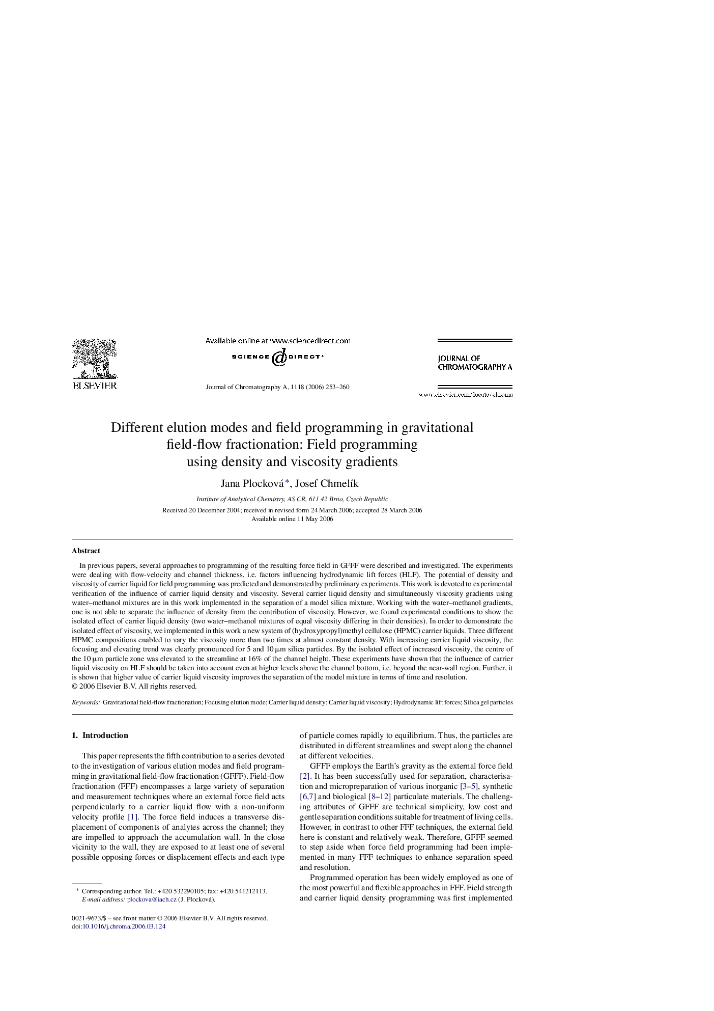 Different elution modes and field programming in gravitational field-flow fractionation: Field programming using density and viscosity gradients