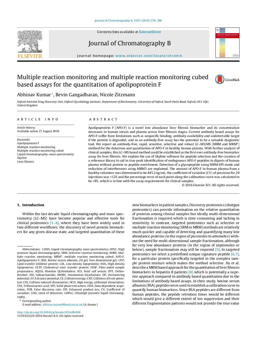 Multiple reaction monitoring and multiple reaction monitoring cubed based assays for the quantitation of apolipoprotein F