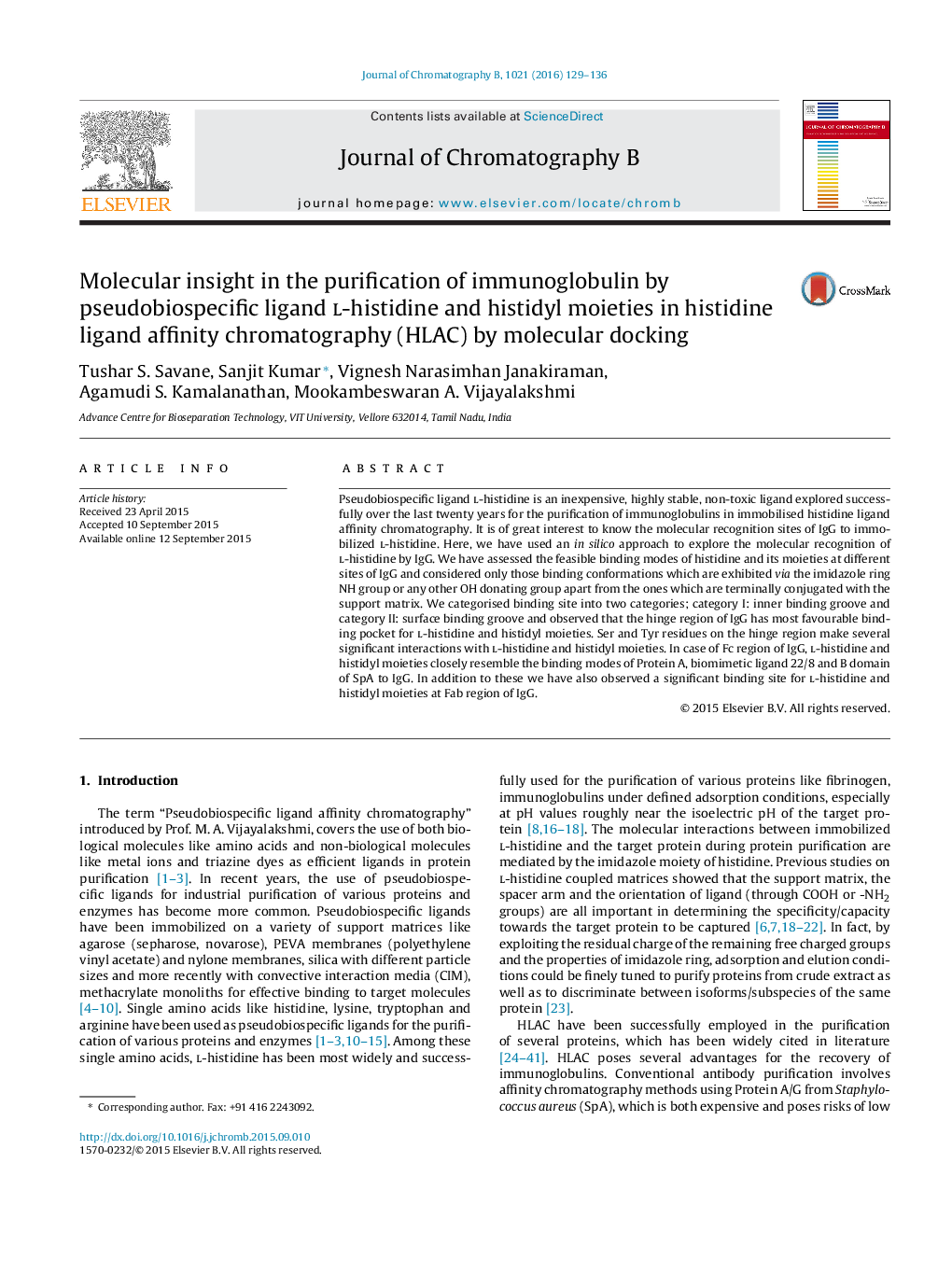 Molecular insight in the purification of immunoglobulin by pseudobiospecific ligand l-histidine and histidyl moieties in histidine ligand affinity chromatography (HLAC) by molecular docking