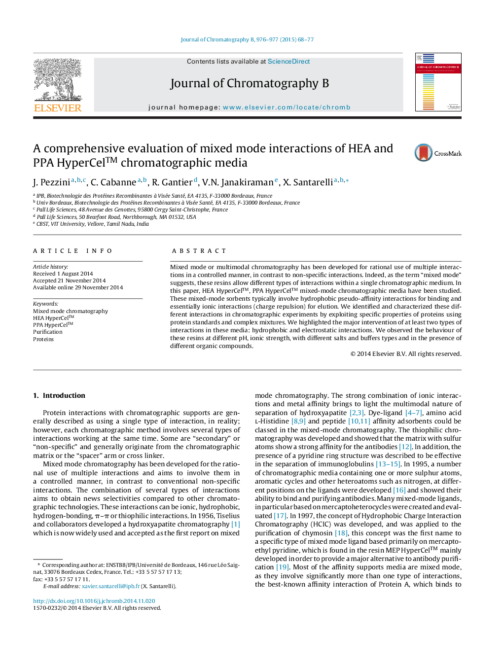 A comprehensive evaluation of mixed mode interactions of HEA and PPA HyperCel™ chromatographic media