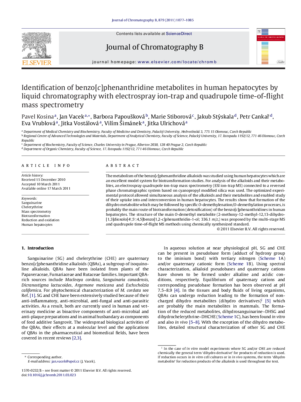 Identification of benzo[c]phenanthridine metabolites in human hepatocytes by liquid chromatography with electrospray ion-trap and quadrupole time-of-flight mass spectrometry