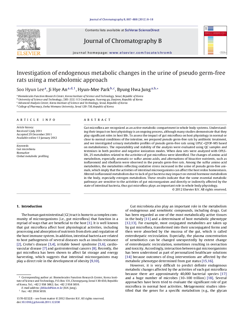 Investigation of endogenous metabolic changes in the urine of pseudo germ-free rats using a metabolomic approach
