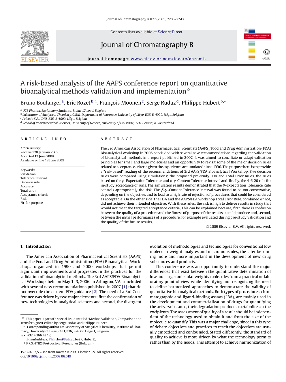 A risk-based analysis of the AAPS conference report on quantitative bioanalytical methods validation and implementation 