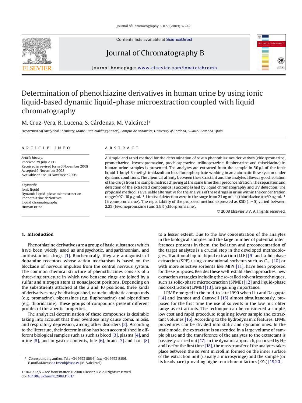 Determination of phenothiazine derivatives in human urine by using ionic liquid-based dynamic liquid-phase microextraction coupled with liquid chromatography