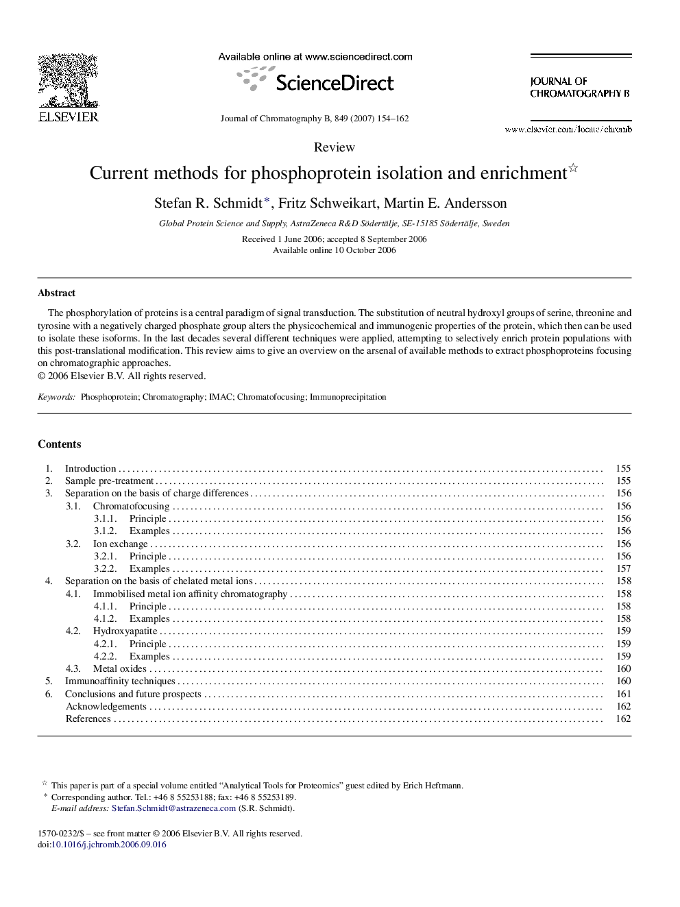 Current methods for phosphoprotein isolation and enrichment 