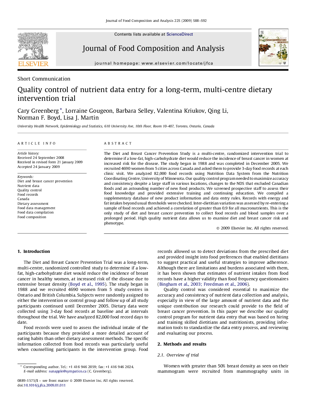 Quality control of nutrient data entry for a long-term, multi-centre dietary intervention trial