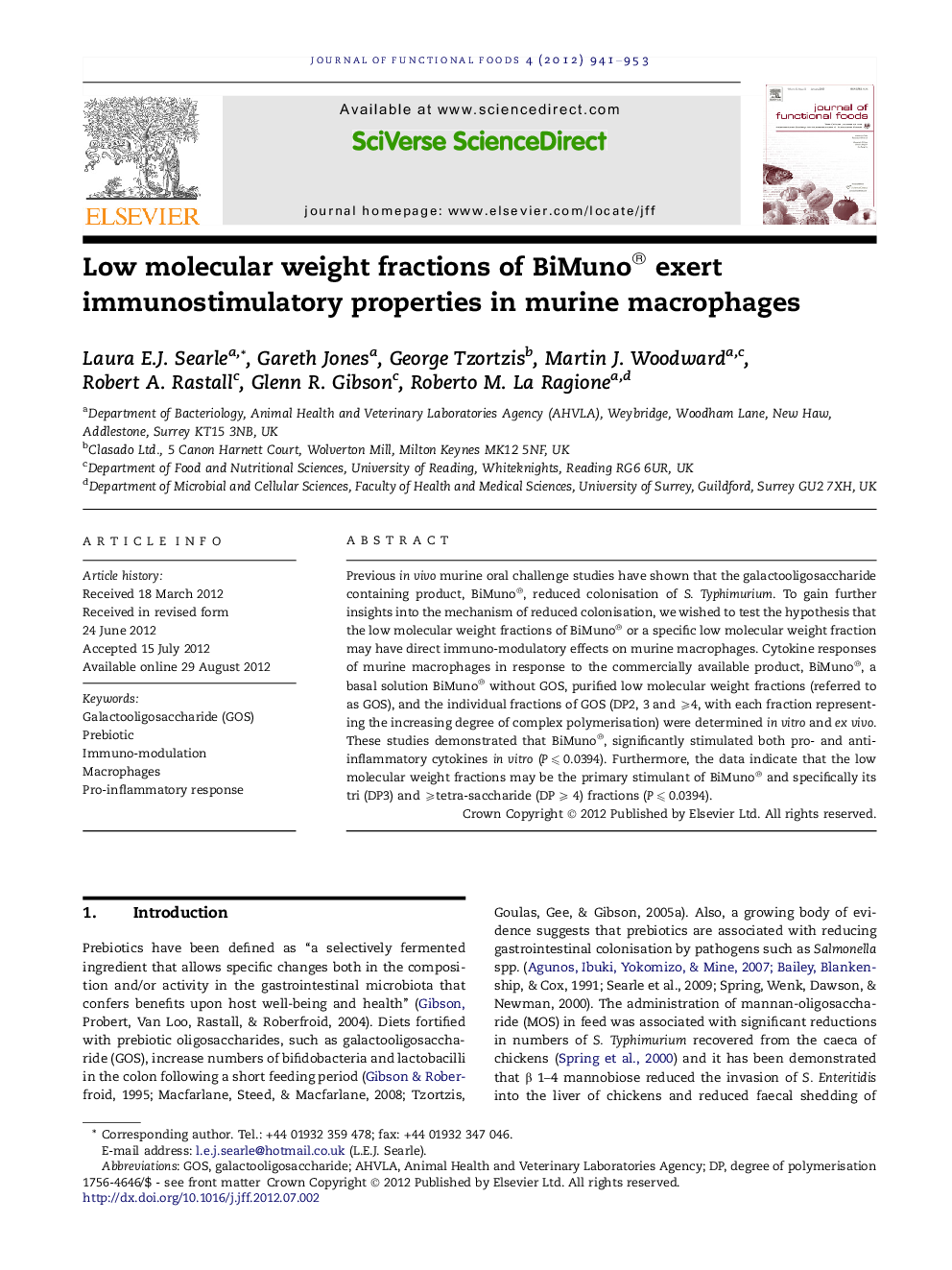 Low molecular weight fractions of BiMuno® exert immunostimulatory properties in murine macrophages