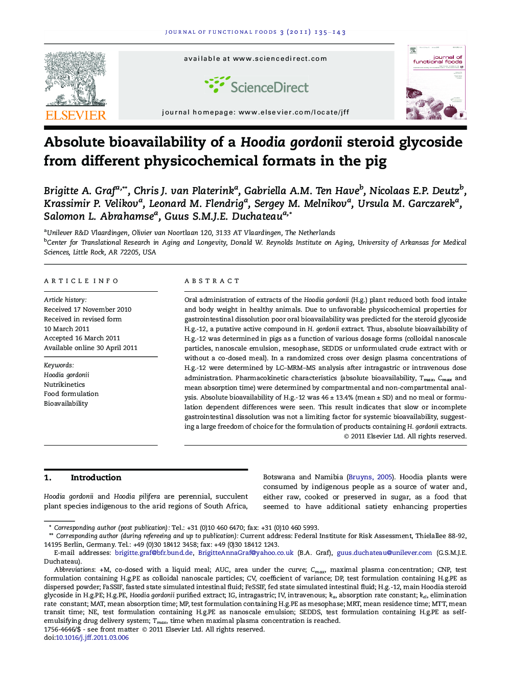 Absolute bioavailability of a Hoodia gordonii steroid glycoside from different physicochemical formats in the pig