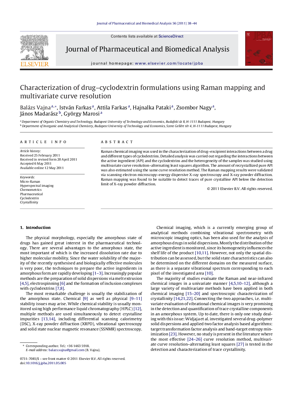 Characterization of drug–cyclodextrin formulations using Raman mapping and multivariate curve resolution