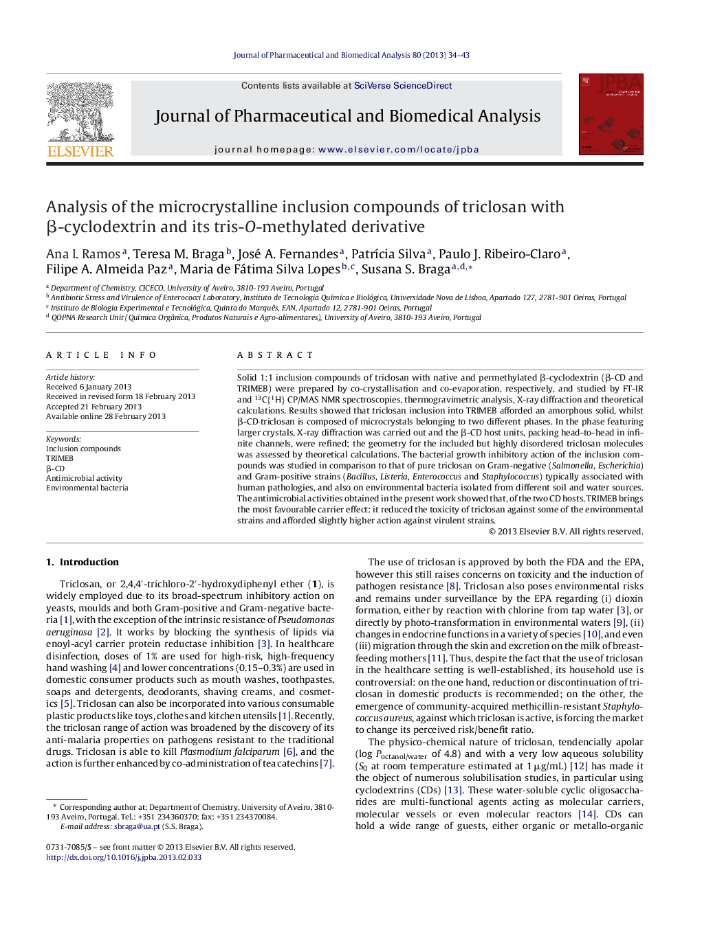 Analysis of the microcrystalline inclusion compounds of triclosan with β-cyclodextrin and its tris-O-methylated derivative