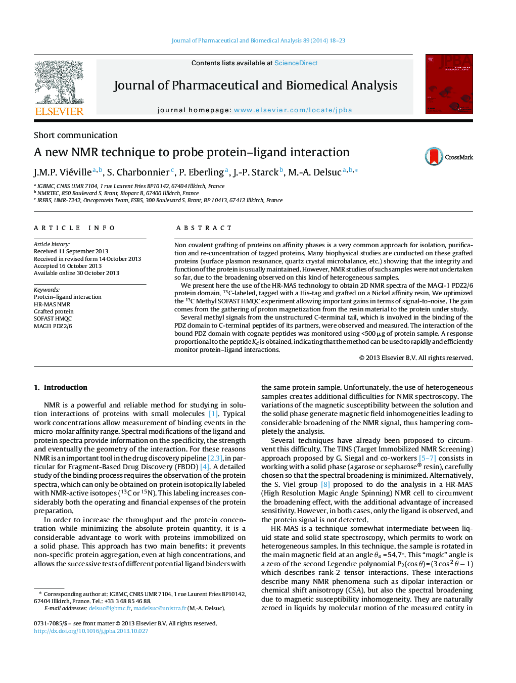 A new NMR technique to probe protein–ligand interaction