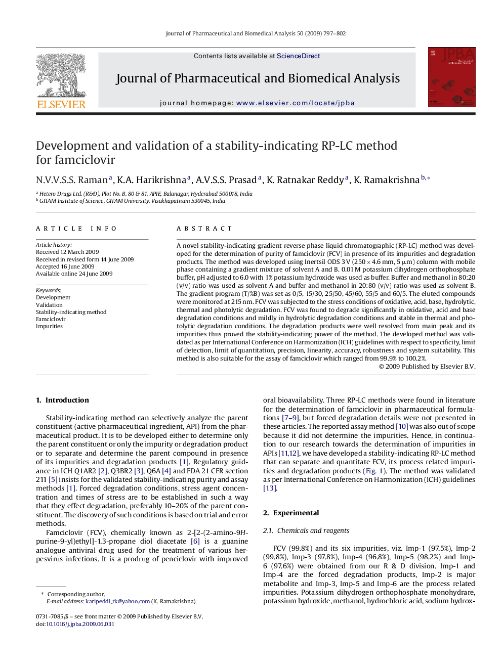 Development and validation of a stability-indicating RP-LC method for famciclovir