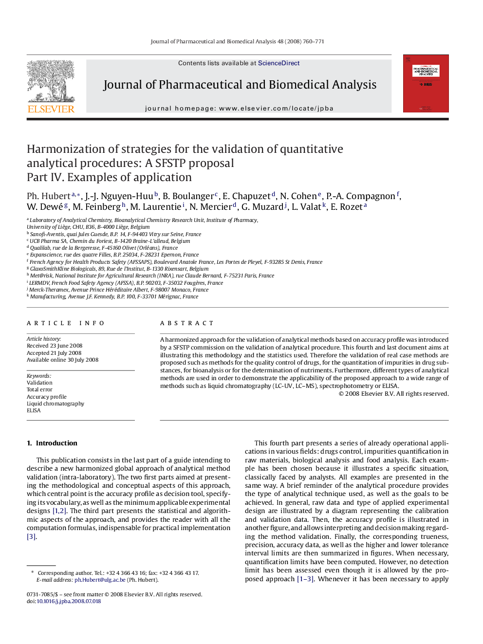 Harmonization of strategies for the validation of quantitative analytical procedures: A SFSTP proposal: Part IV. Examples of application