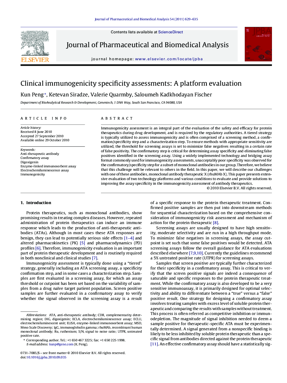 Clinical immunogenicity specificity assessments: A platform evaluation