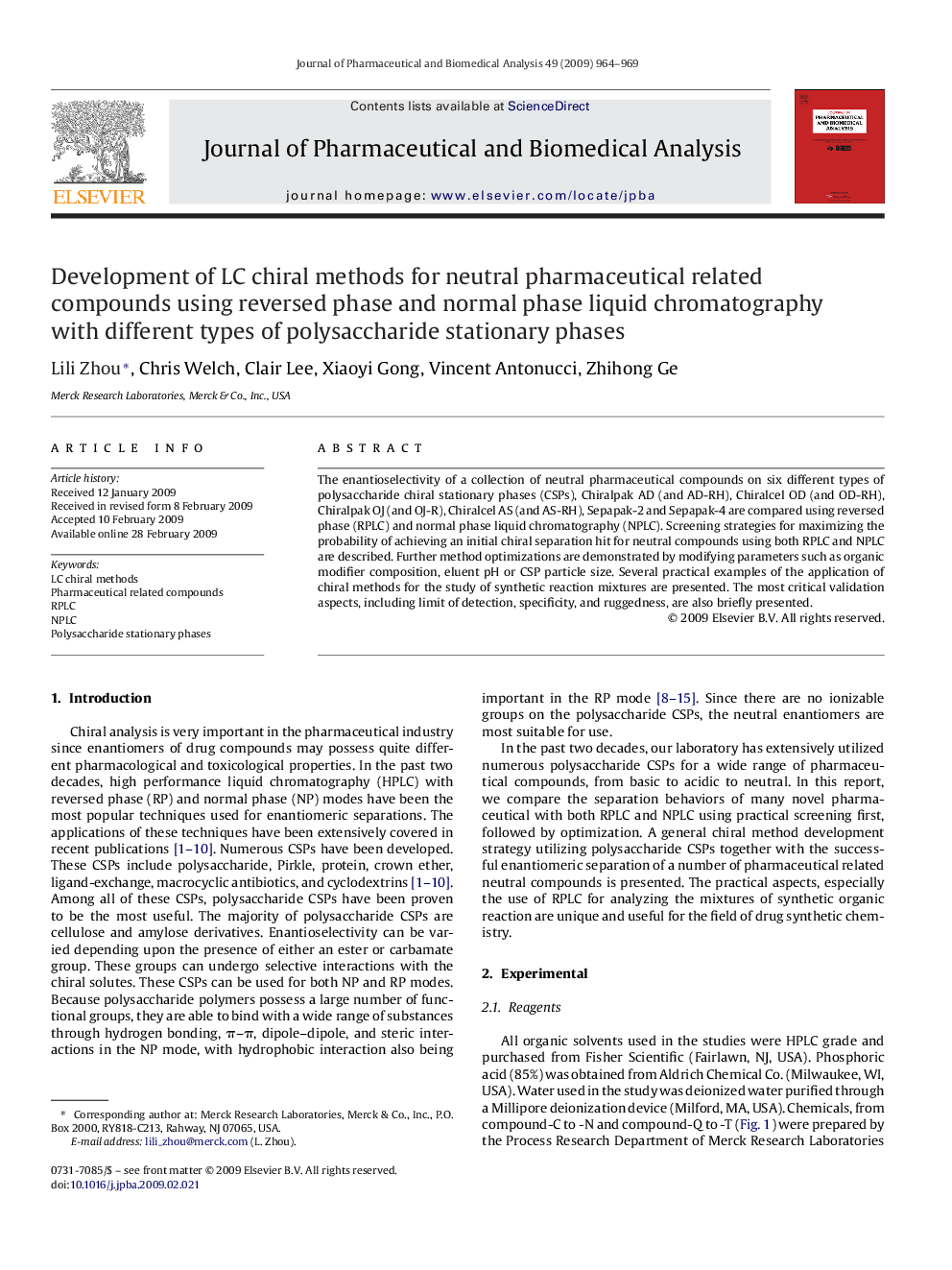 Development of LC chiral methods for neutral pharmaceutical related compounds using reversed phase and normal phase liquid chromatography with different types of polysaccharide stationary phases