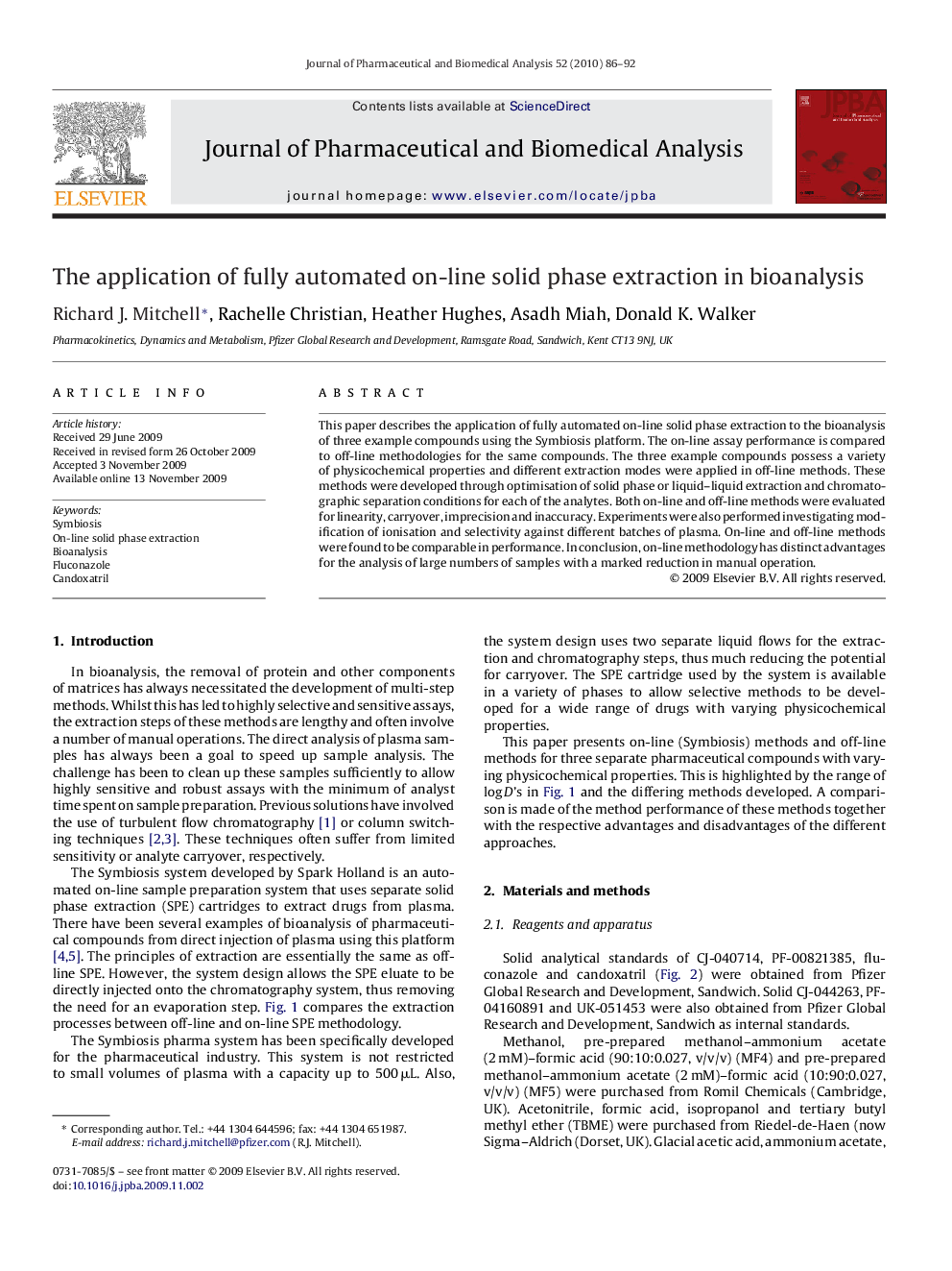 The application of fully automated on-line solid phase extraction in bioanalysis