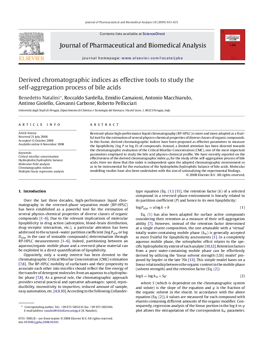 Derived chromatographic indices as effective tools to study the self-aggregation process of bile acids