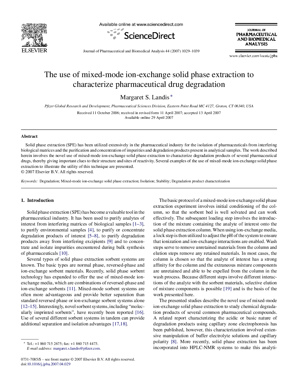 The use of mixed-mode ion-exchange solid phase extraction to characterize pharmaceutical drug degradation