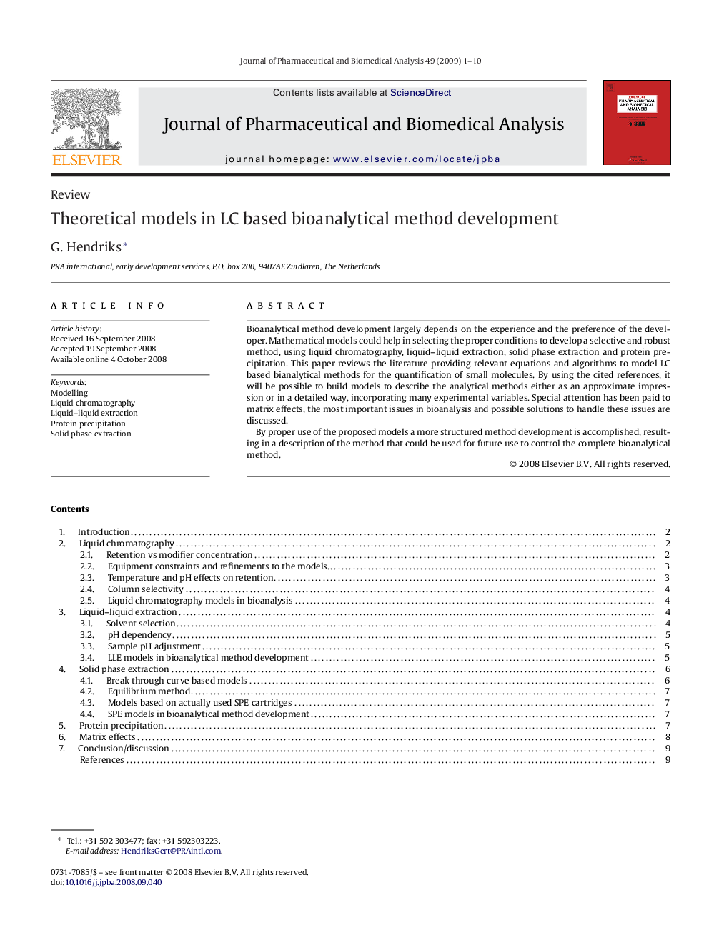 Theoretical models in LC based bioanalytical method development