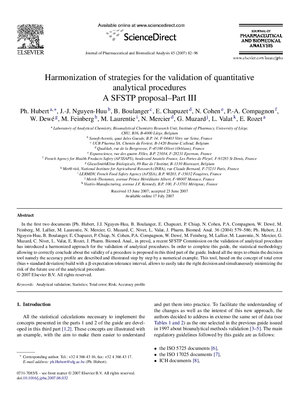 Harmonization of strategies for the validation of quantitative analytical procedures: A SFSTP proposal–Part III