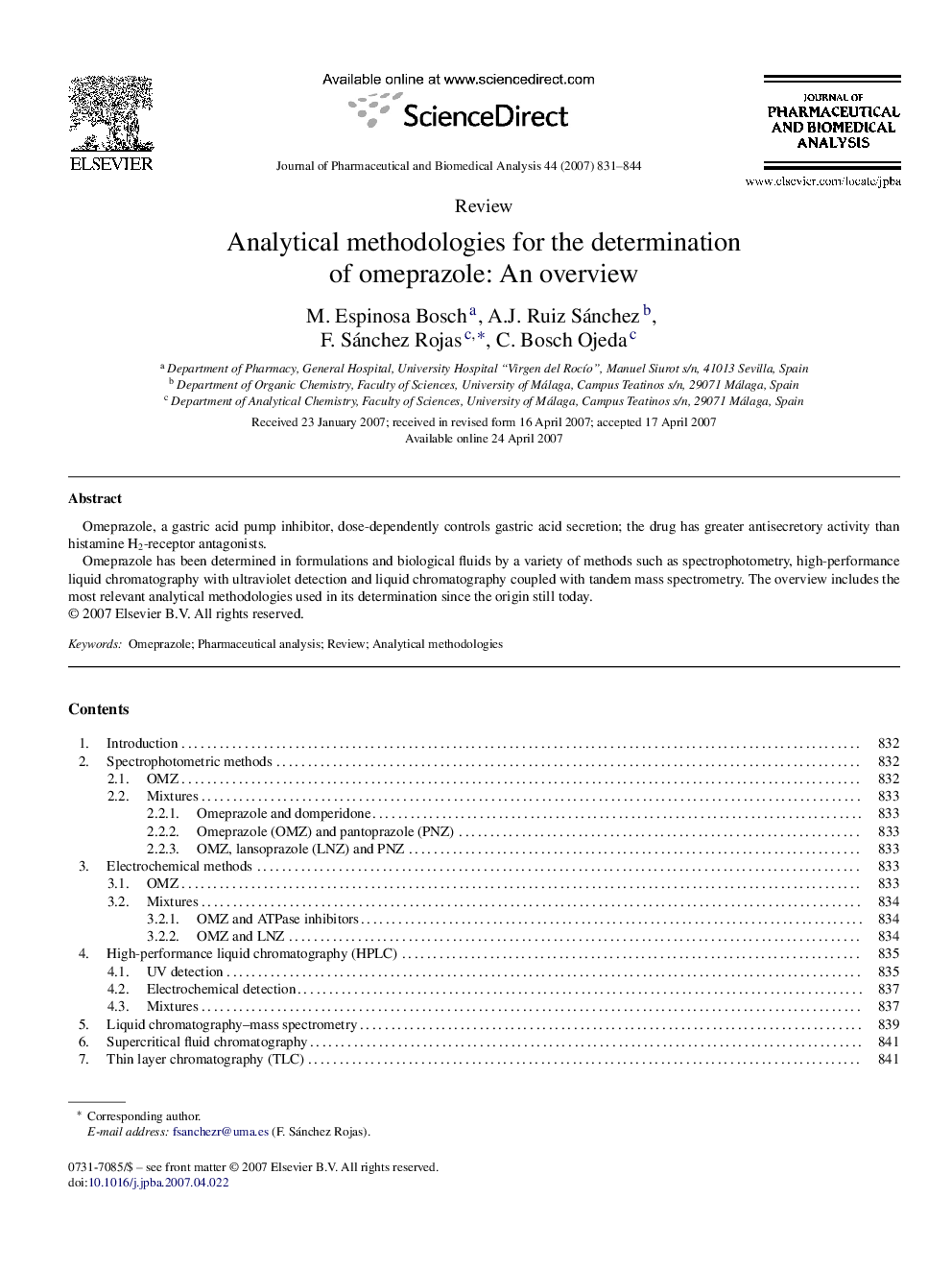 Analytical methodologies for the determination of omeprazole: An overview