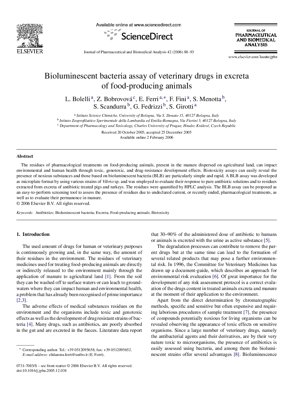 Bioluminescent bacteria assay of veterinary drugs in excreta of food-producing animals