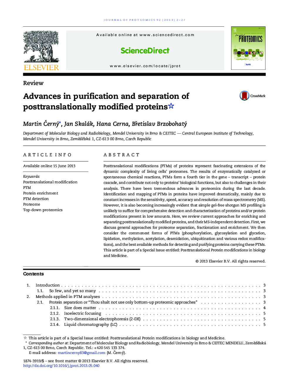 Advances in purification and separation of posttranslationally modified proteins 