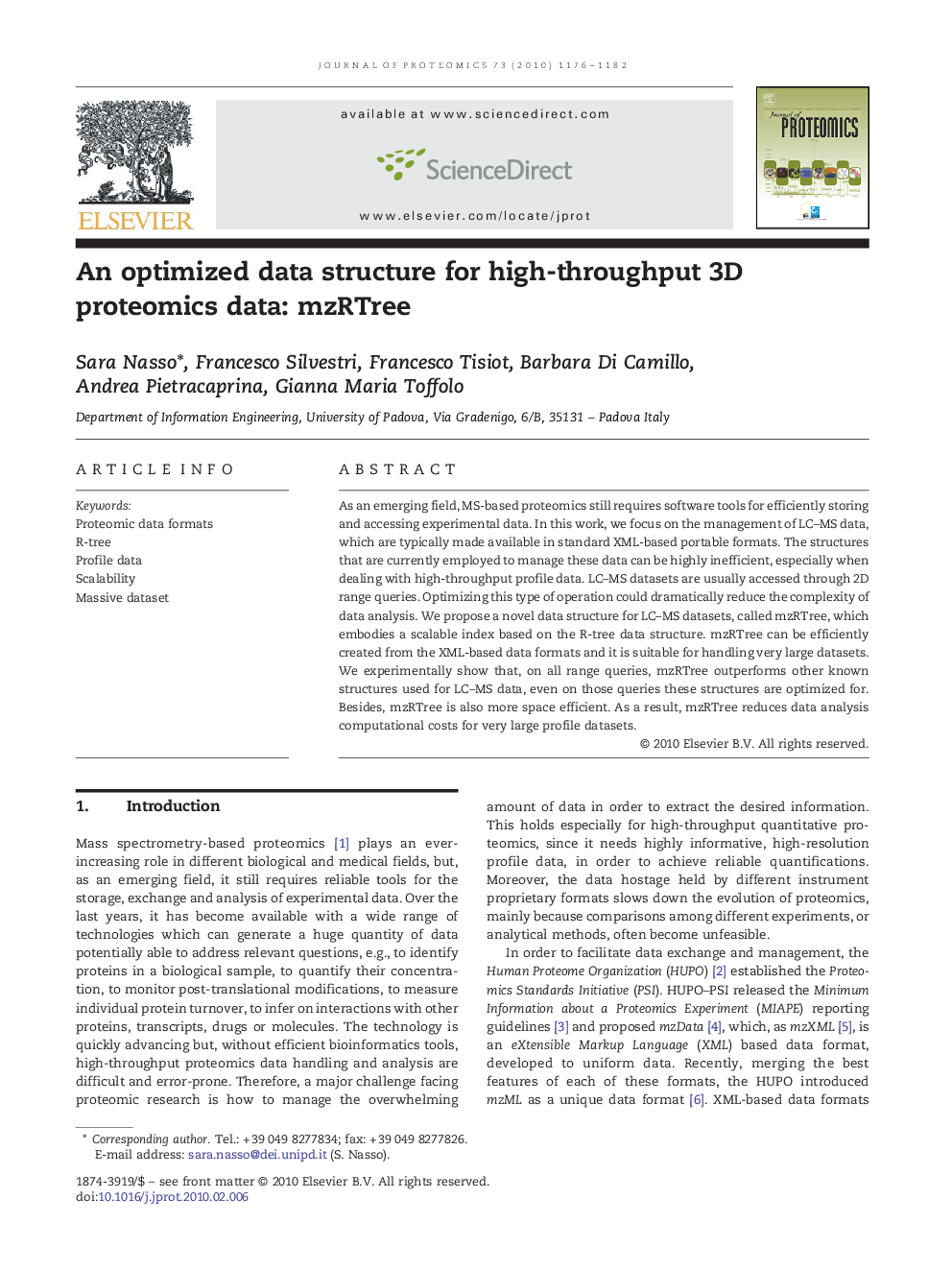 An optimized data structure for high-throughput 3D proteomics data: mzRTree