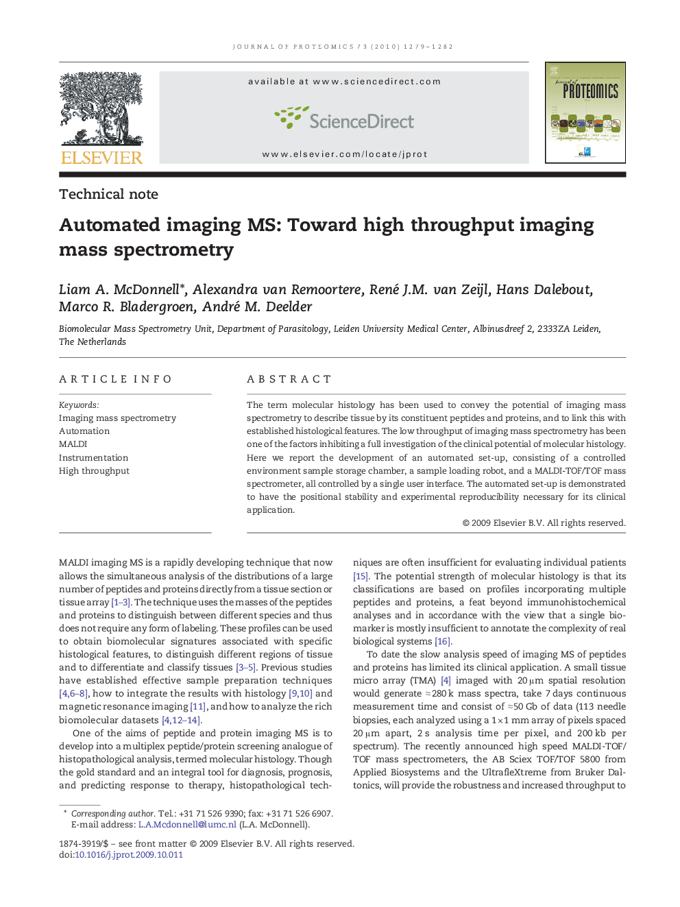 Automated imaging MS: Toward high throughput imaging mass spectrometry