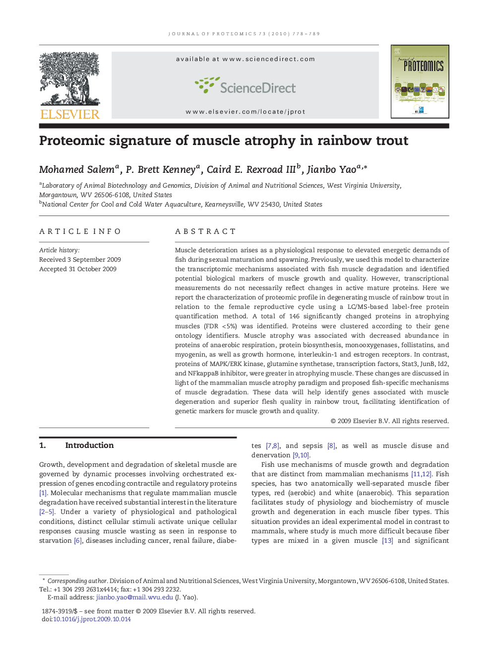 Proteomic signature of muscle atrophy in rainbow trout