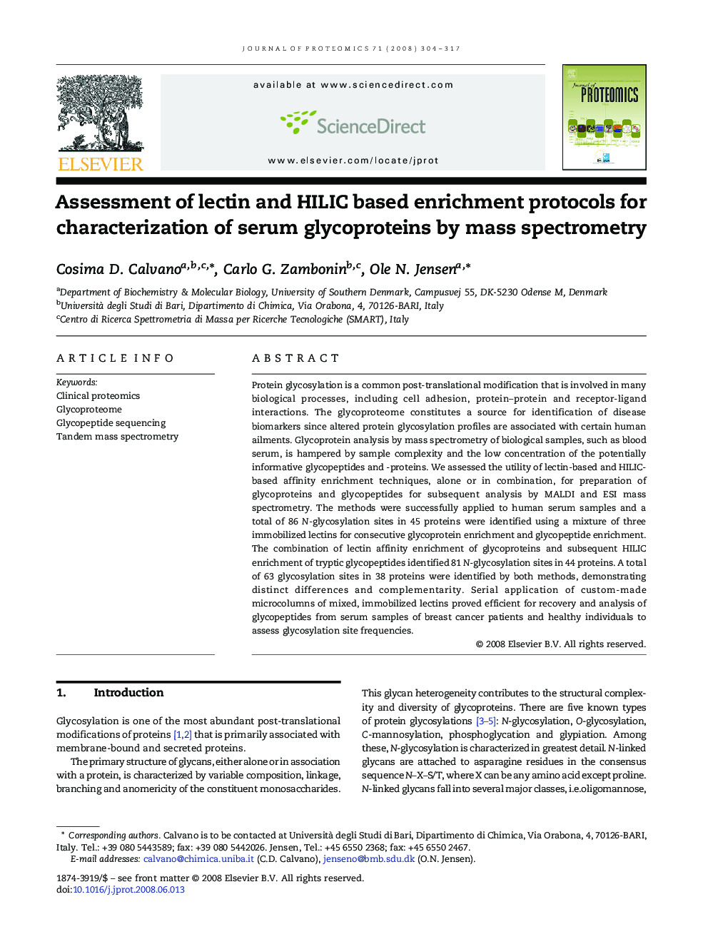 Assessment of lectin and HILIC based enrichment protocols for characterization of serum glycoproteins by mass spectrometry