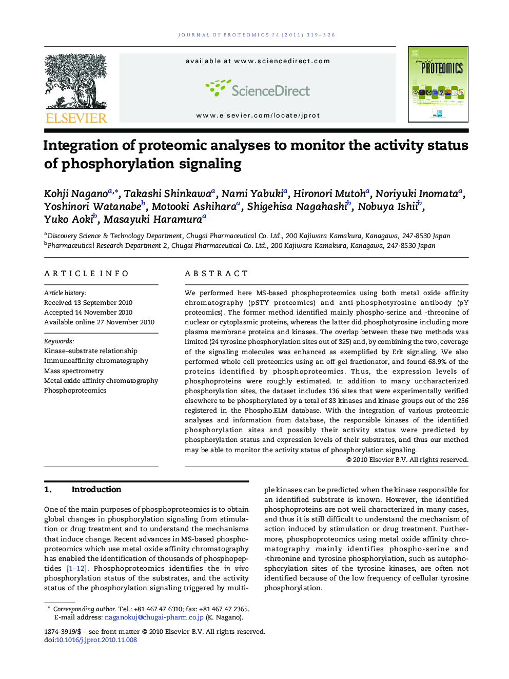 Integration of proteomic analyses to monitor the activity status of phosphorylation signaling