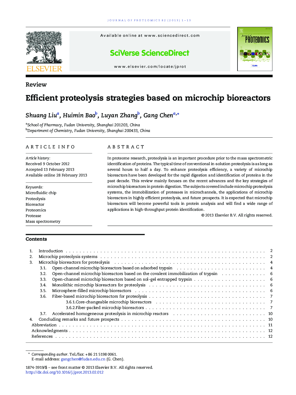 Efficient proteolysis strategies based on microchip bioreactors