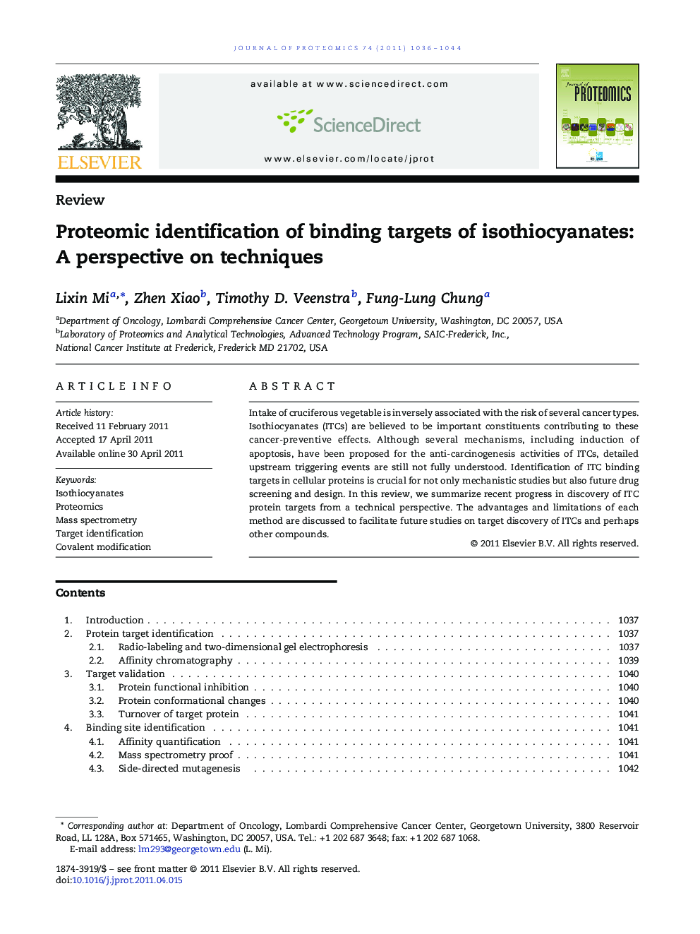 Proteomic identification of binding targets of isothiocyanates: A perspective on techniques