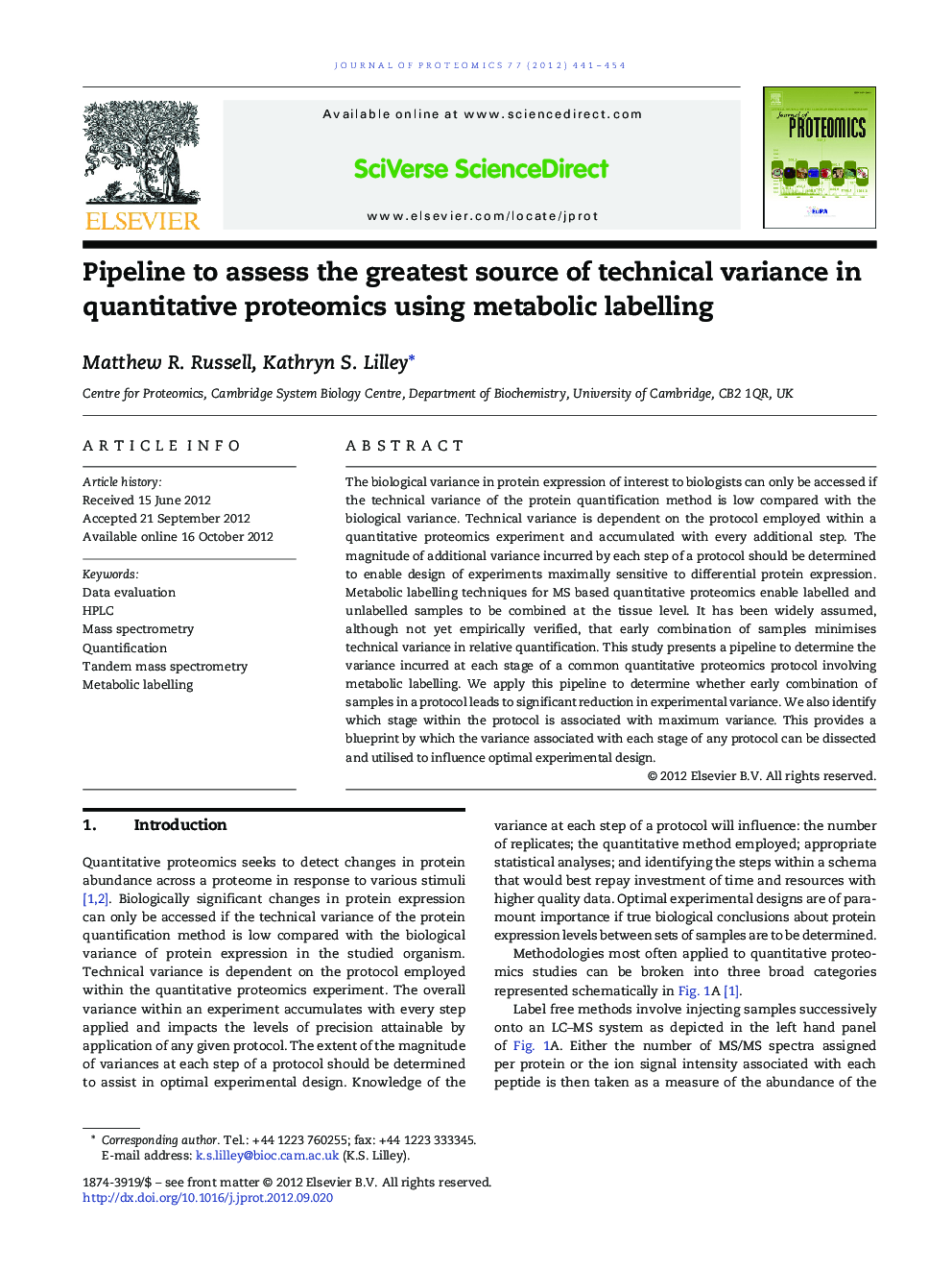 Pipeline to assess the greatest source of technical variance in quantitative proteomics using metabolic labelling