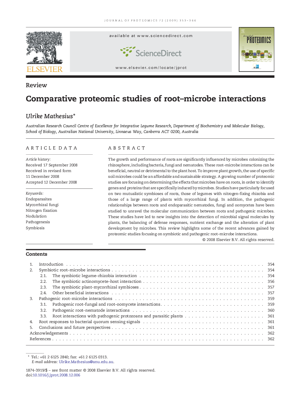 Comparative proteomic studies of root–microbe interactions