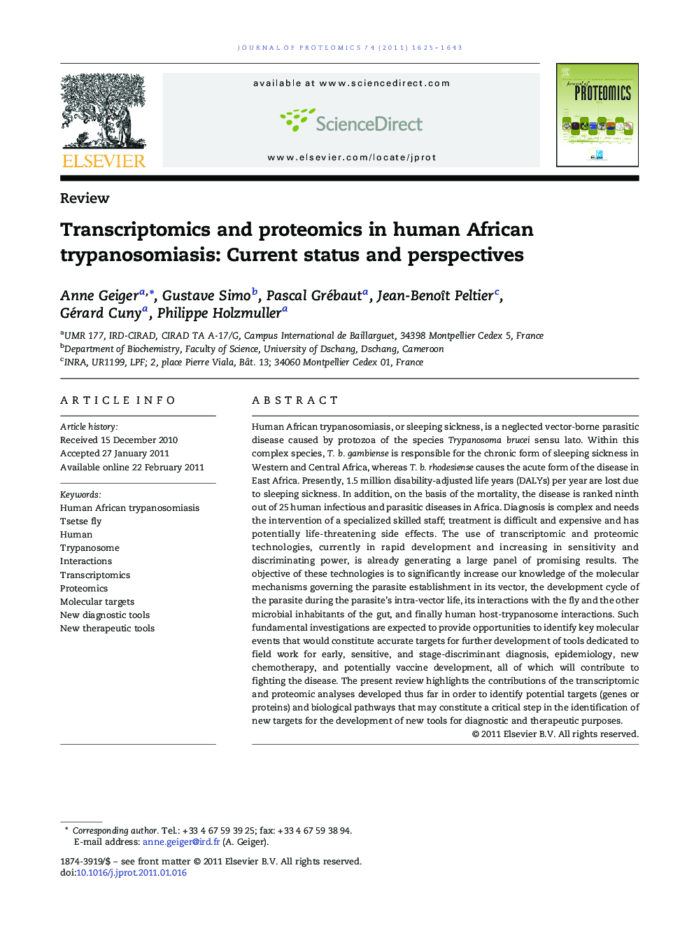 Transcriptomics and proteomics in human African trypanosomiasis: Current status and perspectives