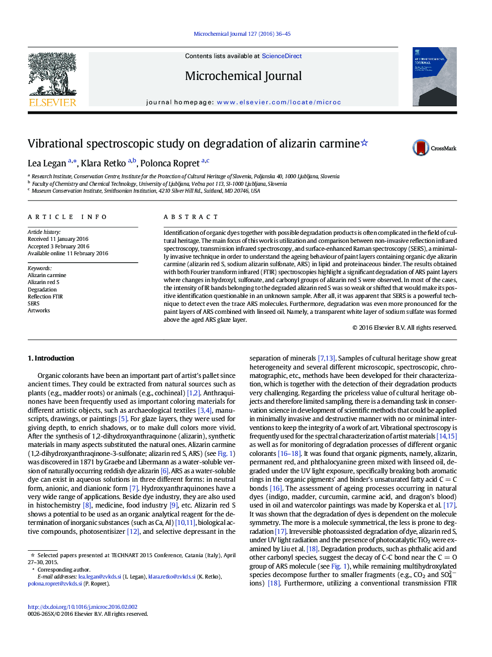 Vibrational spectroscopic study on degradation of alizarin carmine 