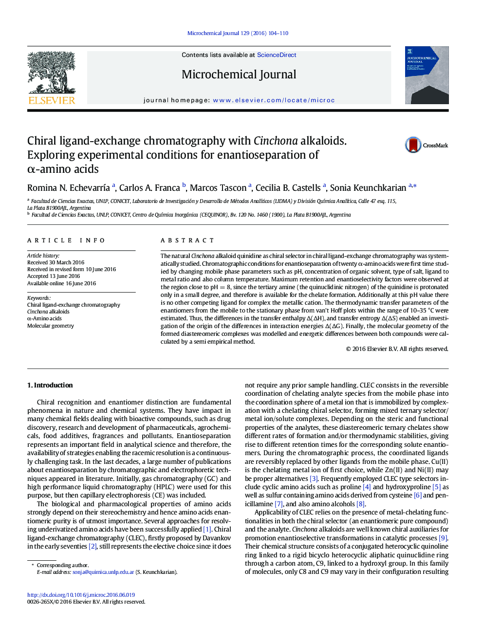 Chiral ligand-exchange chromatography with Cinchona alkaloids. Exploring experimental conditions for enantioseparation of α-amino acids