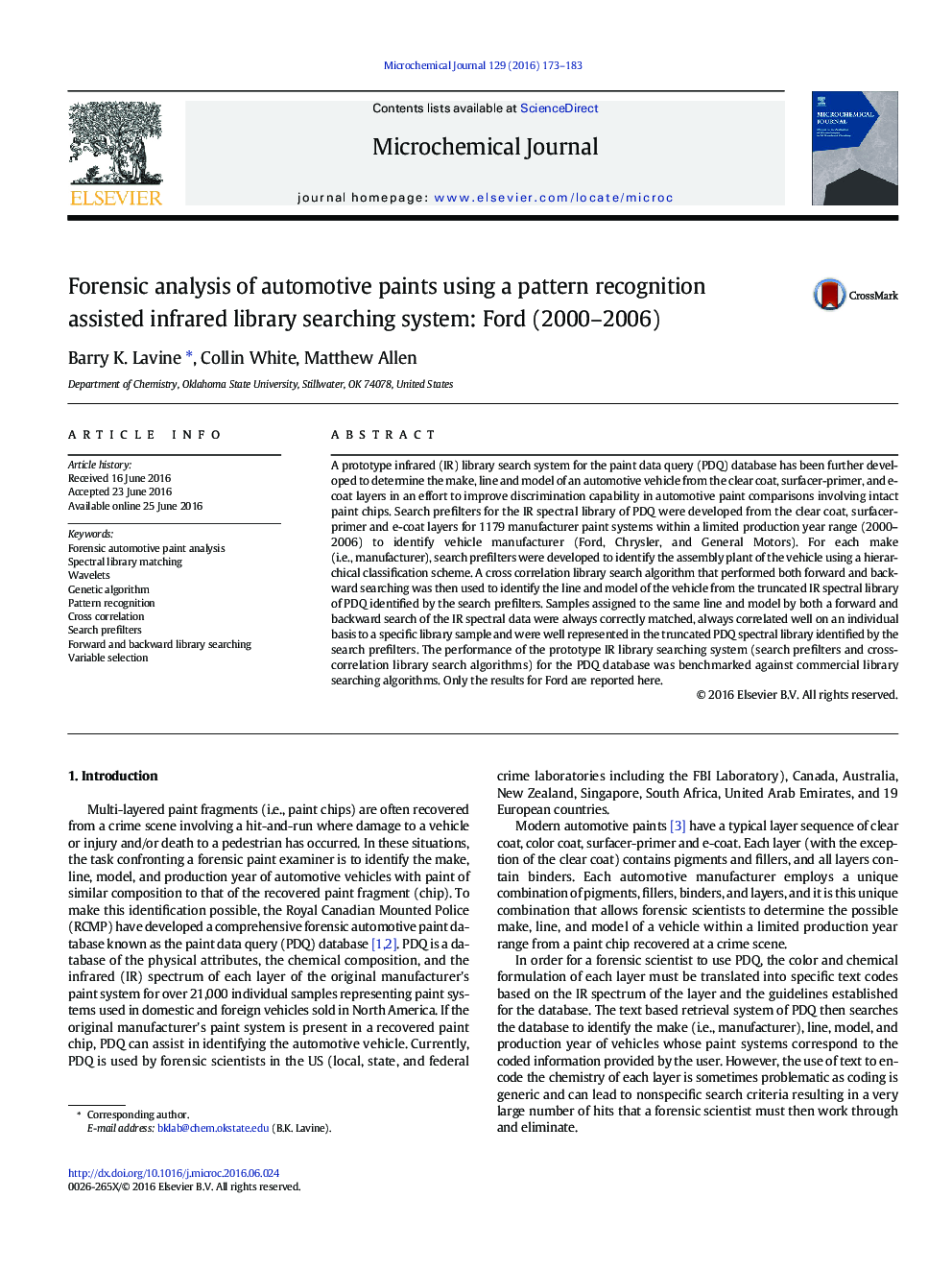 Forensic analysis of automotive paints using a pattern recognition assisted infrared library searching system: Ford (2000–2006)